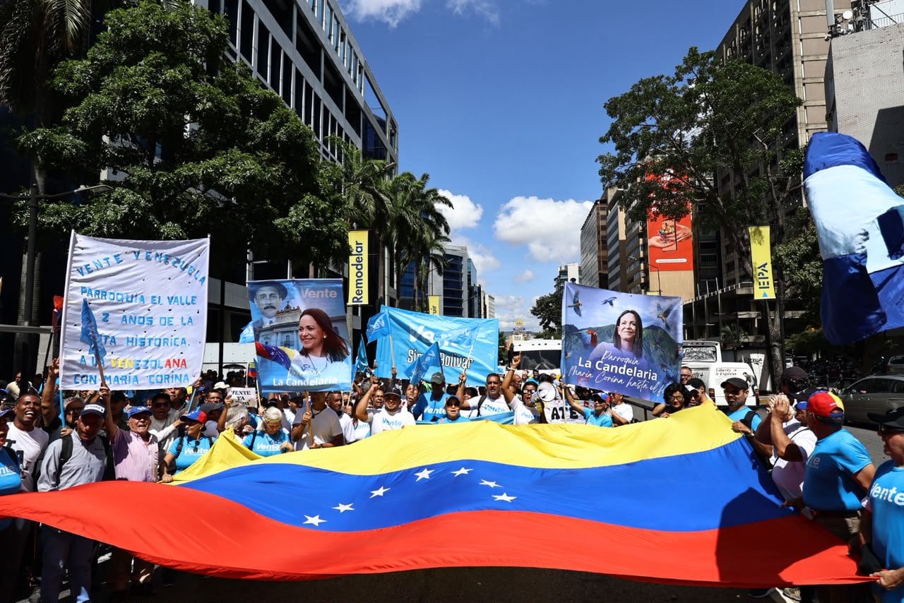 Venezolanos marcharon en Caracas para exigir elecciones libres y que se permita el regreso de María Corina Machado
