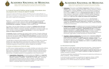 El documento pide inyectar recursos frescos, garantizar la atención de pacientes de mayor riesgo y fortalecer la regulación, la financiación y la vigilancia del sector salud - crédito Academia Nacional de Medicina