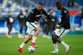 Cristiano Ronaldo en un calentamiento