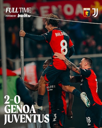 Genoa derrotó 2-0 a Juventus en el Estadio Luigi Ferraris con el mexicano Johan Vásquez como capitán. (X/ @GenoaCFC)