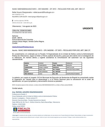 Orden fiscalía 14 unidad de