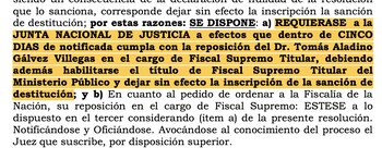 Resolución que ordena a la