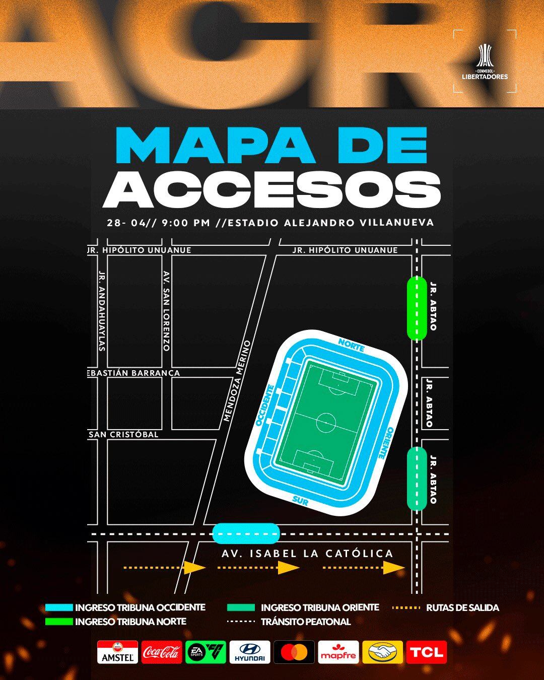 Así será el ingreso de aficionados en el estadio Alejandro Villanueva de Lima, para el duelo de Sporting Cristal vs. Junior por Copa Libertadores - crédito Sporting Cristal