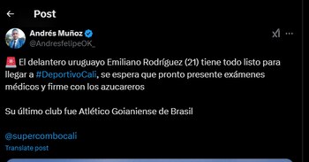 El futbolista uruguayo de 21