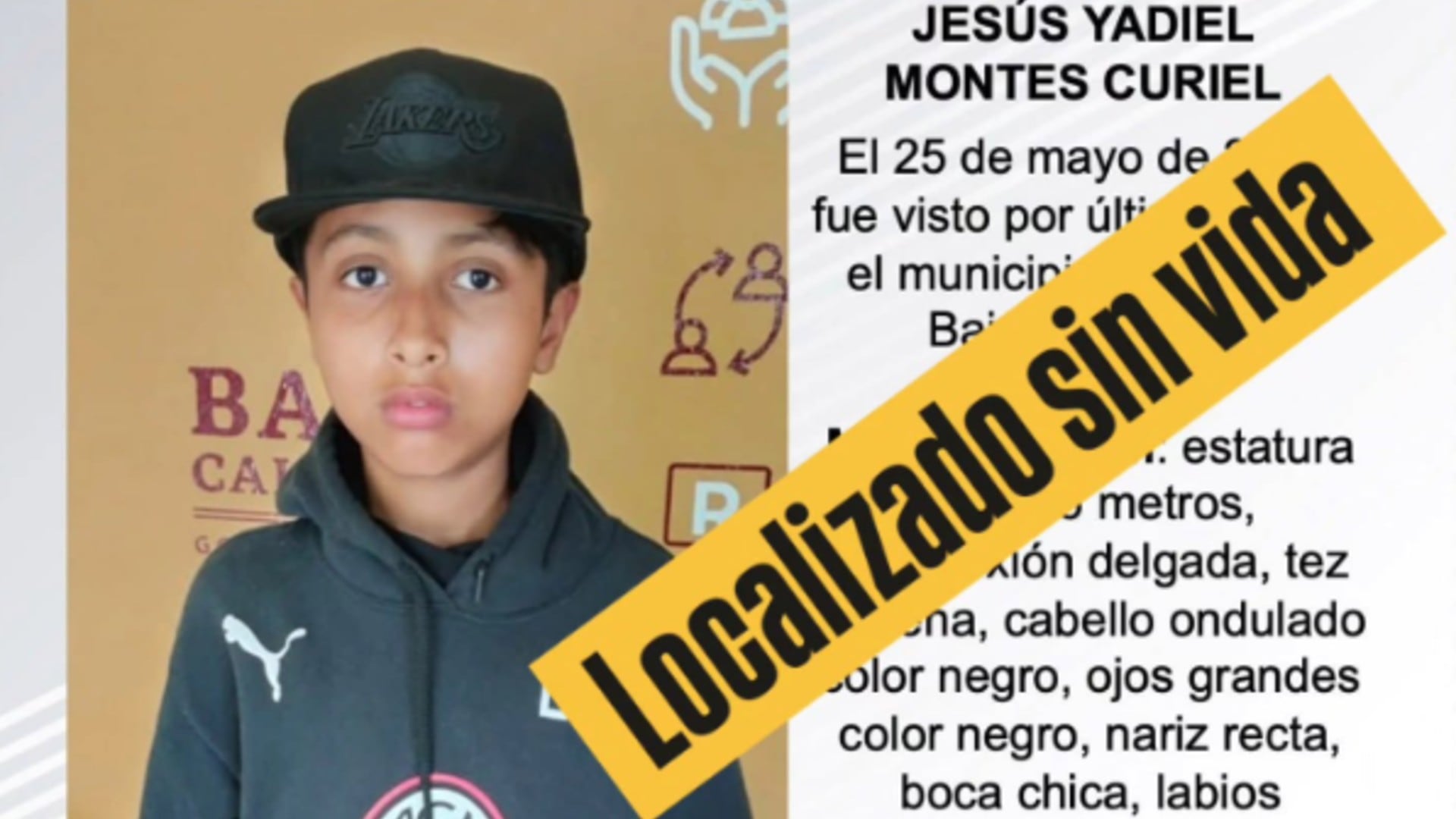 Tras días desaparecido fue encontrado el cuerpo sin vida de Jesús Yadiel Montes Curiel, tenía 15 años, fue torturado y dejaron en mensaje a su lado al igual que una alcancía en forma de cerdito Foto: Ficha de búsqueda