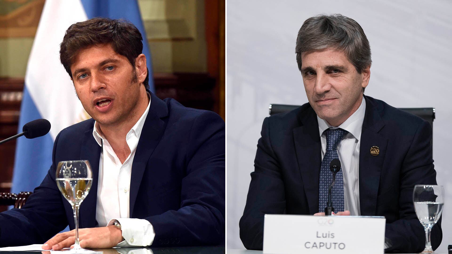 El gobernador bonaerense Axel Kicillof y el ministro de Economía, Luis Caputo