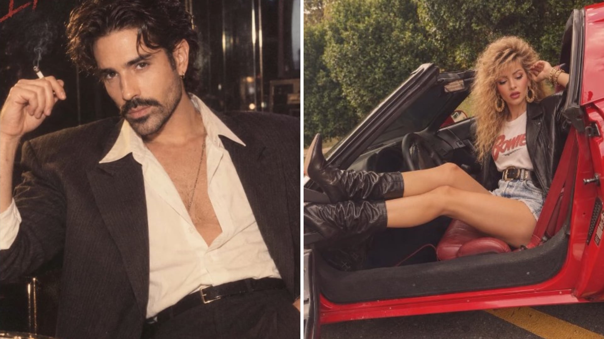 Mattias Vega y Dani Duke se sumaron a la tendencia de su imagen creada con IA en la época de los años 80 - crédito @mattiasvga - @daniduke/Instagram