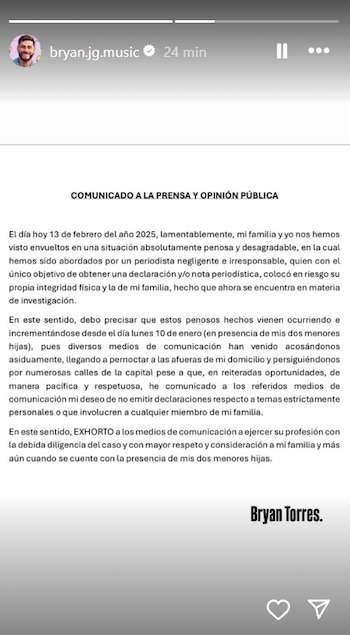 Bryan Torres se pronunció luego