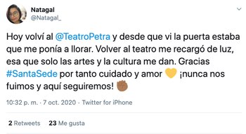 Usuario de Twitter refiriéndose al