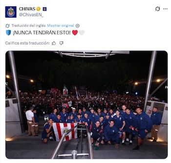 Chivas asume el papel de favorito con Campillo como portavoz de Gabriel Milito y reforzó su discurso con el mensaje “¡Nunca tendrán esto!”. (X/ @ChivasEN_)