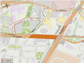 Tramo de obras en la