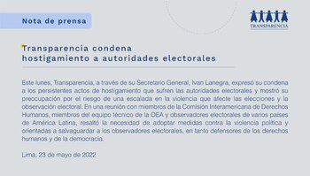 Pronunciamiento de Transparencia sobre acoso