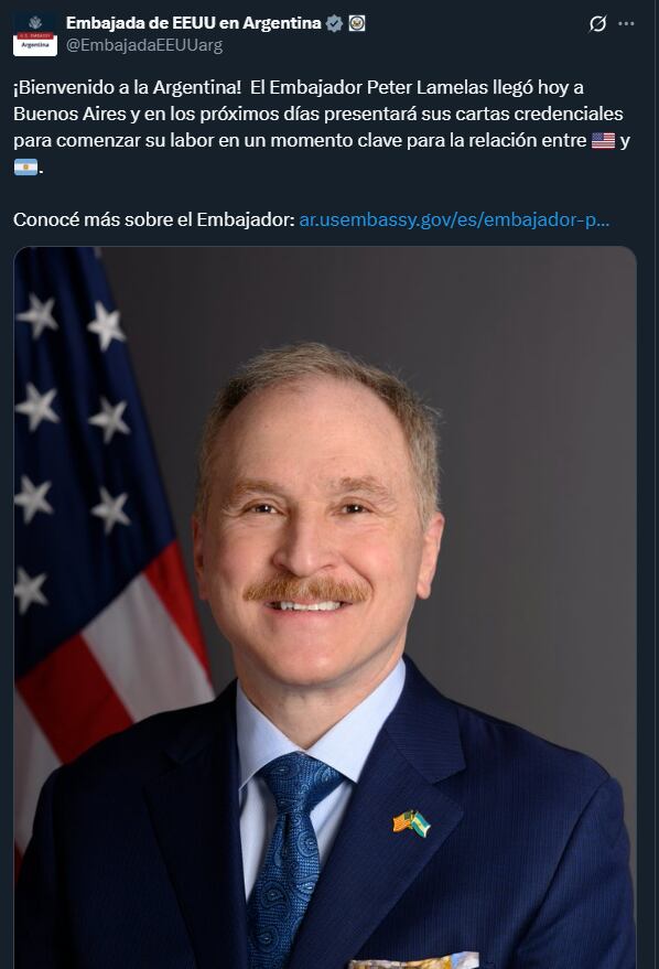 La publicación de la Embajada de Estados Unidos