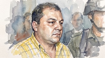 Una ilustración en acuarela muestra a Eugenio Montoya, capo del Cartel del Norte del Valle - crédito