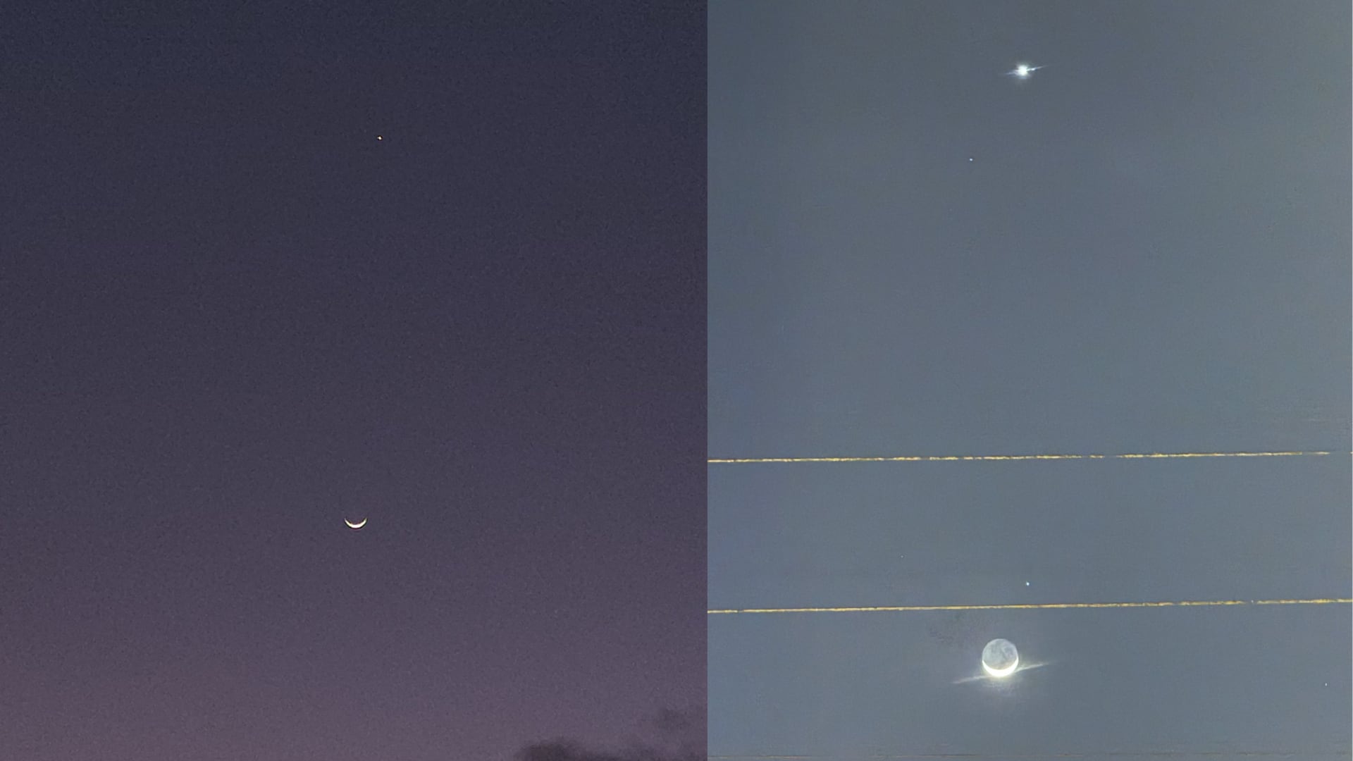 Espectáculo astronómico en Lima: la Luna y Venus brillaron juntos mientras la luz cenicienta reveló el disco lunar completo