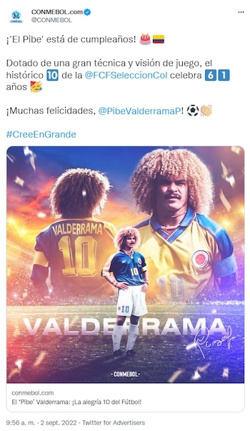 La Conmebol felicitó a Valderrama