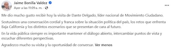Bonilla y Dante Delgado sostuvieron un primer acercamiento para analizar el escenario político y compartir experiencias.