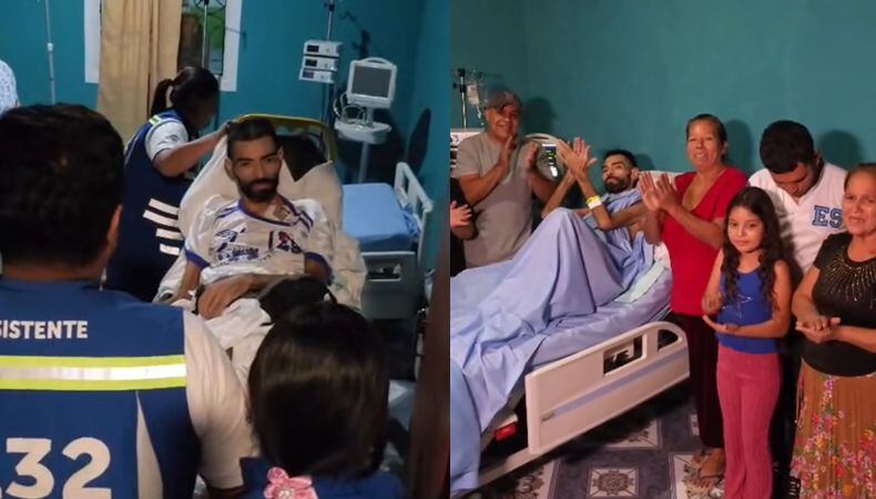 Julio César Rivera López, paciente de cáncer terminal, cumplió su deseo de volver a Ahuachapán para reencontrarse con su familia. (Cortesía: Nayib Bukele)