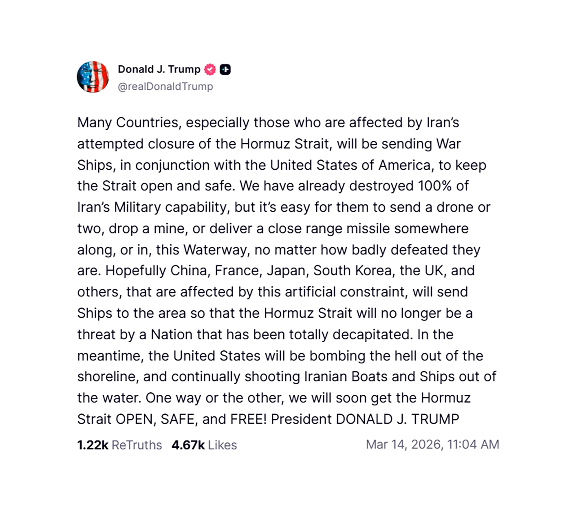 El mensaje de Donald Trump