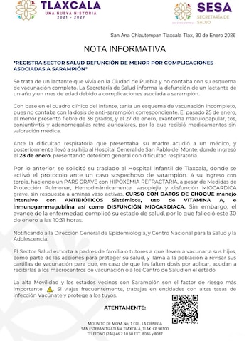 Comunicado de la Secretaría de