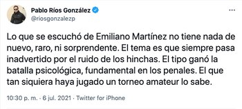 Reacción del periodista colombiano, Pablo Rios.