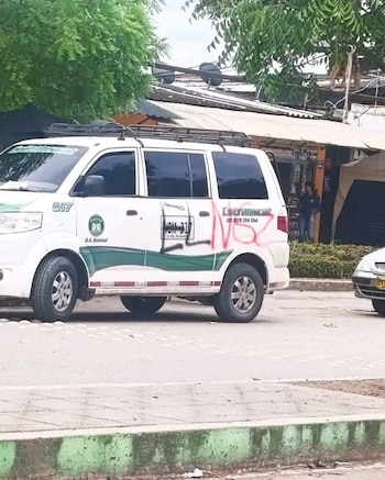 Así pintaron vehículos de transporte público con trazos alusivos al ELN - crédito Catatumbo AlDia/Facebook
