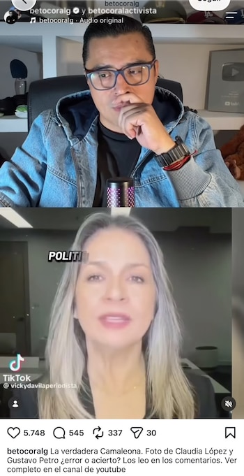 El contraste de Beto Coral entre dos posturas de Vicky Dávila sobre Abelardo de la Espriella - crédito betocoralg/Instagram