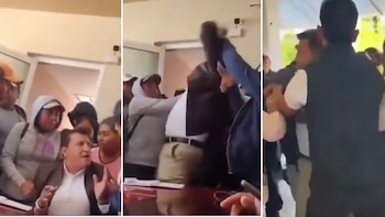 A gritos y empujones, habitantes de San Salvador, Hidalgo, retuvieron al alcalde en el Palacio Municipal