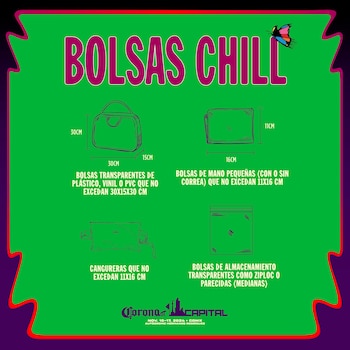 Bolsas y mochilas permitidas en