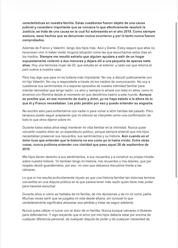El escrito destacó que sus otros hijos no vivieron episodios de violencia en el hogar familiar