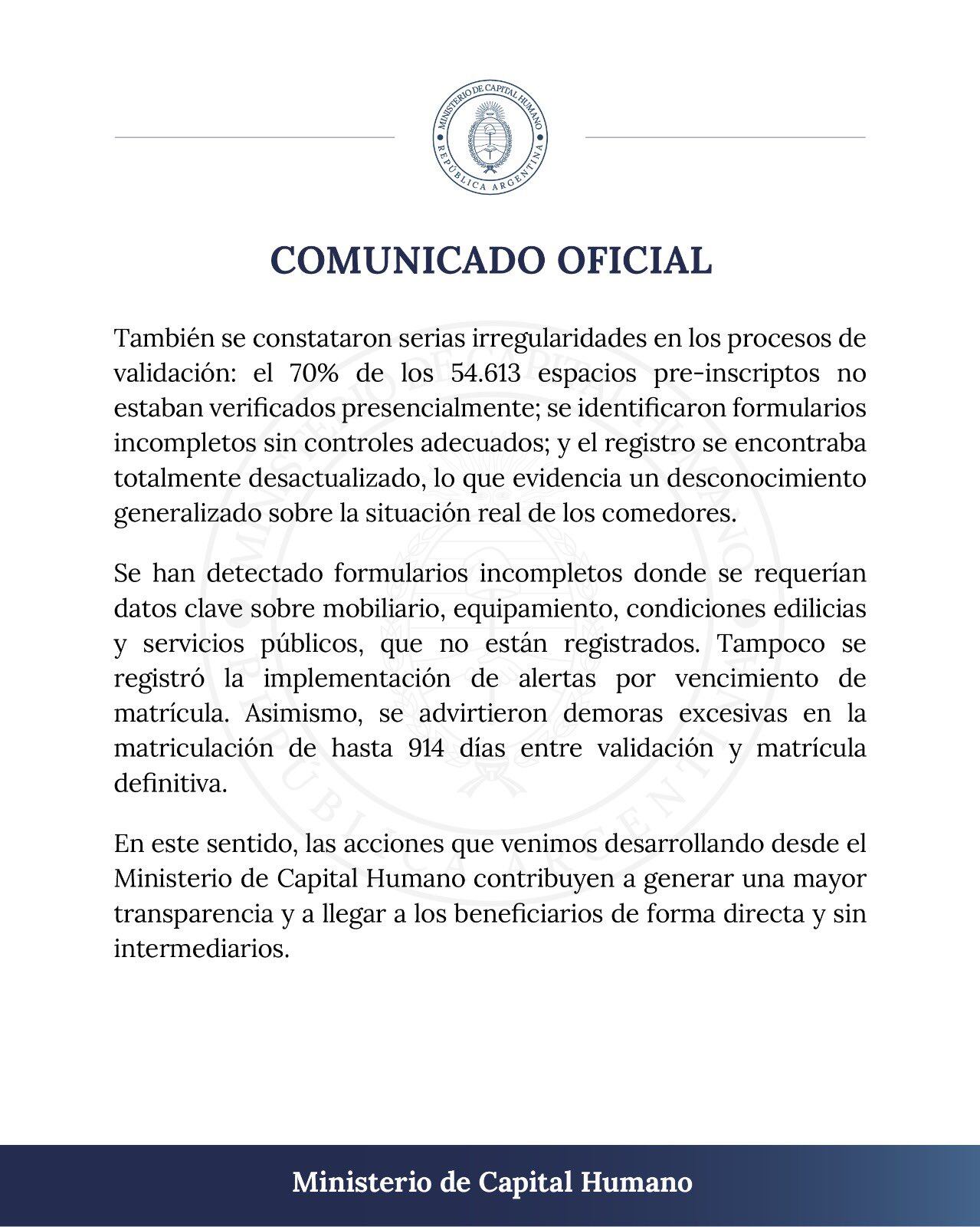 Crítico informe de la SIGEN sobre la situación de comedores y merenderos durante la gestión anterior