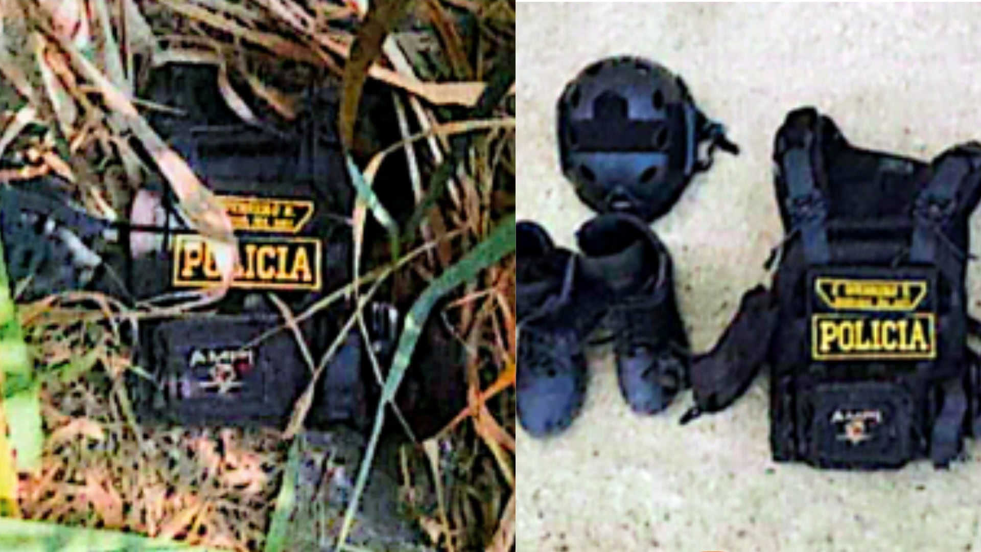 Agentes hallan indumentaria táctica y policial en El Cortijo Bajo, Trujillo, en el marco de la investigación por el secuestro de un empresario minero. (Composición: Infobae Perú / PNP)