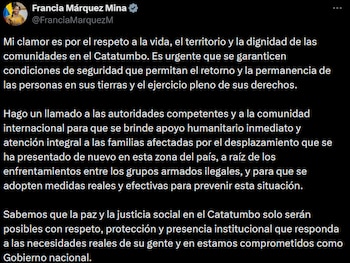 Márquez solicitó acciones urgentes para