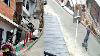 Vehículo estacionado rodó cuesta abajo y terminó enclavado en la zanja de una casa en Cali: todo quedó en video