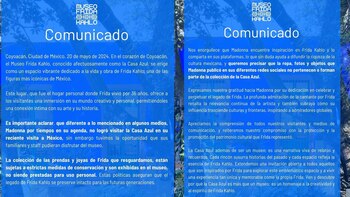 Comunciado emitido por el Museo