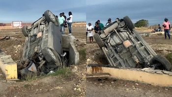 Una camioneta se volcó cerca de La Boquilla tras perder el control y caer en una cuneta, según reporte de las autoridades de tránsito - crédito @luchovoltios / X