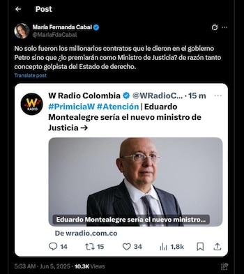 María Fernanda Cabal también habló