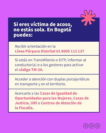 Estos son los canales para denunciar casos de acoso sexual callejero en Bogotá - crédito Secretaría Distrital de la Mujer / Facebook
