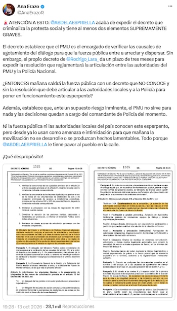 Ana Erazo cuestionó el papel de los Puestos de Mando Unificado - crédito @AnaErazoR/X