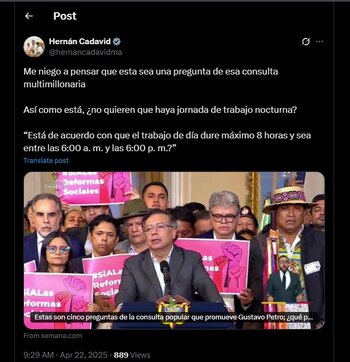 Hernán Cadavid criticó una de