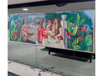 La obra fue agujereada en