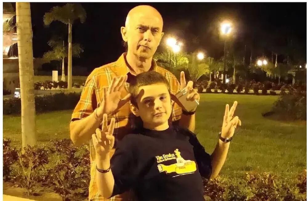El Indio Solari y Bruno, su único hijo