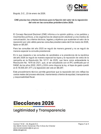 El CNE informó cuánto pagara