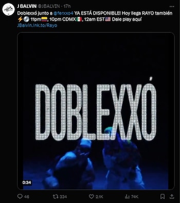 J Balvin anunció que la canción 'Doblexxó ya está disponible en para escucharla - crédito @JBALVIN/X