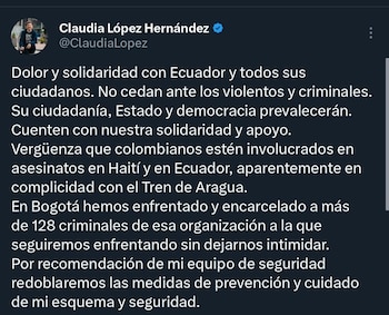 La mandataria también lamentó la
