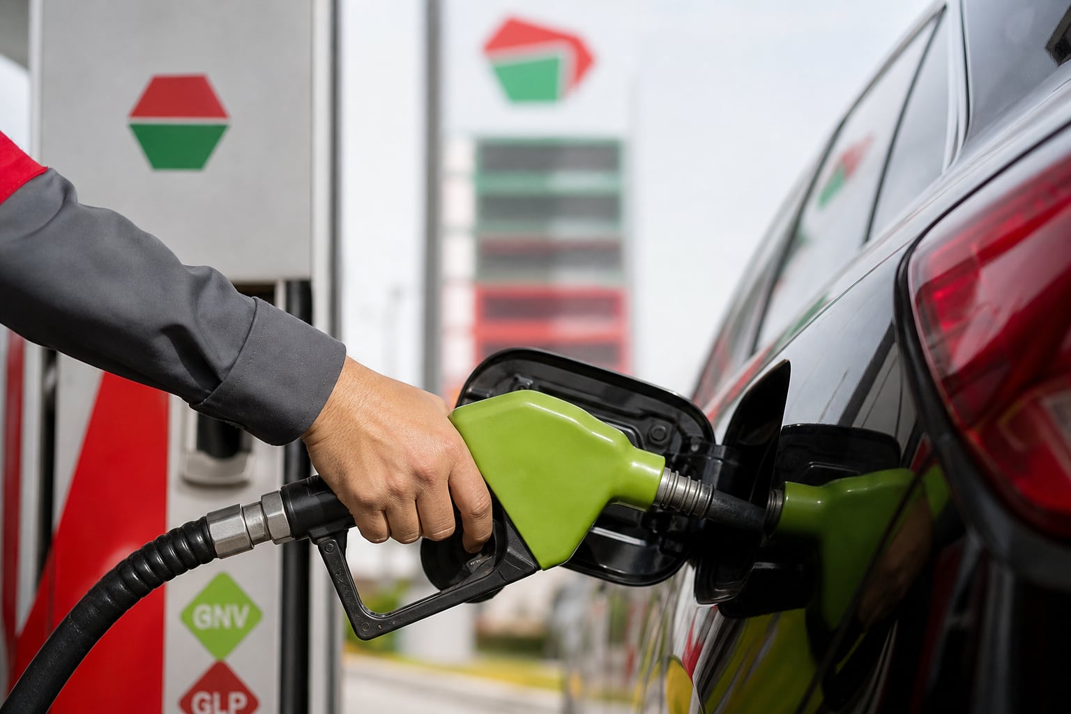 Un empleado de una estación de servicio de Petroperú abastece de combustible a un vehículo en Perú. (Imagen Ilustrativa Infobae)