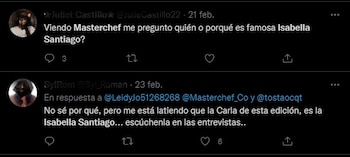 Críticas a Isabella Santiago por MasterChef Celebrity Colombia 2022. Foto: Twitter