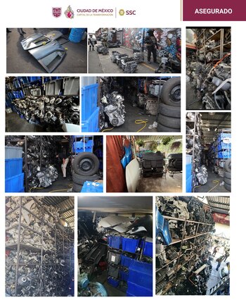 Autopartes decomisadas en la GAM