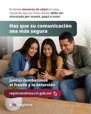 La CRT promociona el registro obligatorio de líneas celulares en México.
Crédito: X/ @CRTGobMX