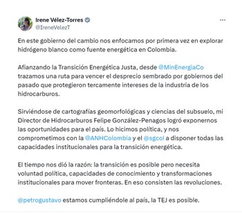 Irene Vélez compartió los documentos